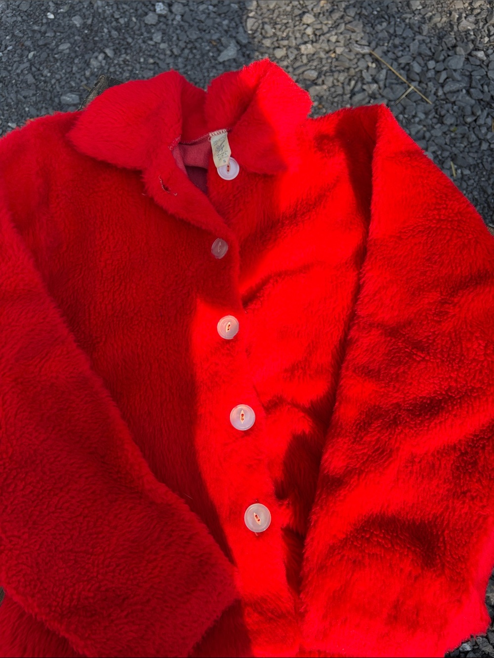 Vintage ADORABLE Medela Red Plush Fabric ( faux fur)